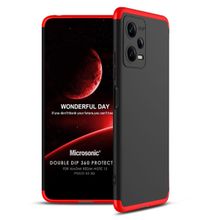 Microsonic Xiaomi Redmi Note 12 Double Dip 360 Protective Siyah Kırmızı Cep Telefonu Kılıfı