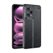 Microsonic Xiaomi Redmi Note 12 Pro Deri Dokulu Silikon Siyah Cep Telefonu Kılıfı