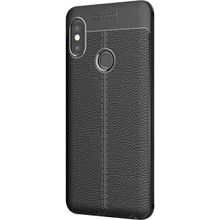 Microsonic Xiaomi Redmi Note 5 Pro Deri Dokulu Silikon Siyah Kılıf