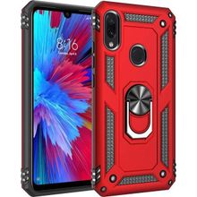Microsonic Xiaomi Redmi Note 7 Pro Military Ring Holder Kırmızı Kılıf