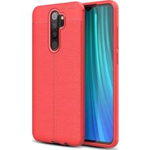 Microsonic Xiaomi Redmi Note 8 Pro Deri Dokulu Silikon Kırmızı Cep Telefonu Kılıfı