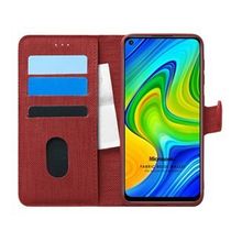 Microsonic Xiaomi Redmi Note 9 Fabric Book Wallet Kırmızı Cep Telefonu Kılıfı