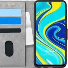 Microsonic Xiaomi Redmi Note 9S Fabric Book Wallet Gri Cep Telefonu Kılıfı