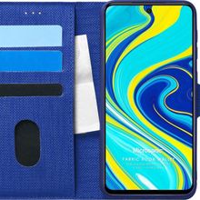 Microsonic Xiaomi Redmi Note 9S Fabric Book Wallet Lacivert Cep Telefonu Kılıfı