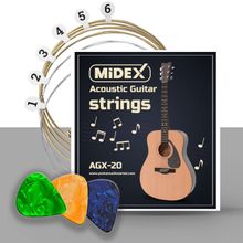 Midex Agx-20 Akustik Gitar Teli Takımı ve Pena Seti