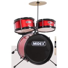 Midex CD300X-RD Akustik Junior Davulu Seti 5-14 Yaş İçin Full Set Çocuk Baterisi