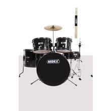 Midex CD500X-BK Akustik Junior Davul Seti 5-18 Yaş İçin Full Set Çocuk Baterisi