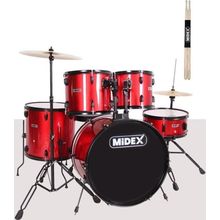 Midex CD900X-RD 22'' 22B-13T-12T-16F-14S 5 Parça Yetişkin Akustik Bateri Davul Seti