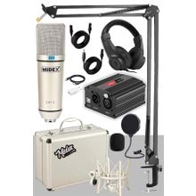 Midex CX1-PH Kondanser Stüdyo Mikrofon Phantom Stand Full Set Power Kulaklık