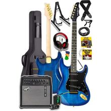 Midex GLC-40Bl-50AMP 50 W Şarjlı BT Amfi Kulaklık ve Full Elektro Gitar Seti