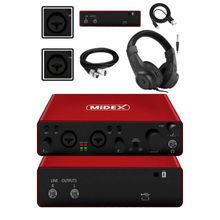 Midex GLX-800RD-H Üst Segment USB Stüdyo Ses Kartı + Kulaklık + Kablo