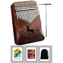 Midex KLX-520 Hakiki Ağaç Geyik Desenli Ahşap Açık Kahve 17 Çelik Tuşlu Kalimba