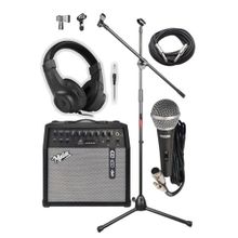 Midex MGA-50 Pak 50 W USB Bluetooth Şarjlı 4 Girişli Mikrofon Kulaklık Stand Kablo Elektro Gitar Amfisi