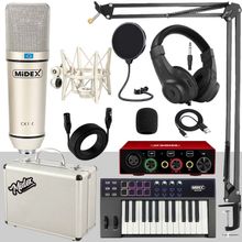 Midex Midi Paket-3 Stüdyo Ekipmanları Seti Ses Kartı Midi Klavye Mikrofon Kulaklık