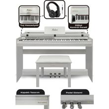 Midex Plx-140 Pro-Wh Bluetoothlu Tuş Hassasiyetli 88 Tuşlu Kapaklı Beyaz Dijital Piyano