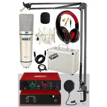Midex Special Paket-1 Stüdyo Ekipmanları Ses Kartı Mikrofon Kulaklık
