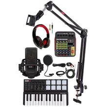 Midex Stüdyo Ekipmanları Midi Live Paket-2 Ses Kartlı Mikser Midi Klavye Mx-2020 Mikrofon Kulaklık