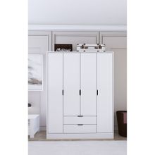 Midoser 140 cm Mat Beyaz 4 Kapılı 2 Çekmeceli Elbise Dolabı Gardrop