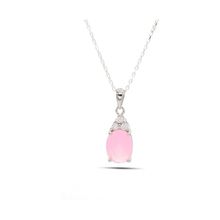 Midyat Nurtaş 201021903 Pembe Kuvars ve Zirkon Taşlı 925 Ayar Gümüş Kadın Kolye
