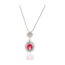 Midyat Nurtaş 201021959 Pembe Zirkon Taşlı Elips Model Oksitli Telkari Gümüş Kolye