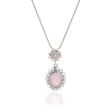 Midyat Nurtaş 201021960 Pembe Kuvars Taşlı Elips Model Oksitli Telkari Gümüş Kolye