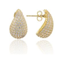 Midyat Nurtaş 201022861 Damla Kesim Zirkon Taşlı Gold Kaplama 925 Ayar Gümüş Kadın Küpe
