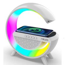 Mikado MD-G111 10W Beyaz USB/BT/TF RGB Işıklı 1800 mAh 15W Kablosuz Şarj Bluetooth Speaker