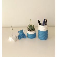 Mile Concept Ayıcık Kaktüs Sukulent Mavi Dekoratif Beton Ofis Masaüstü Kalemlik