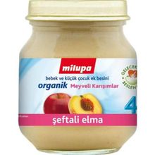 Milupa 4+ Ay 125 gr Organik Şeftali Elma Kavanoz Maması