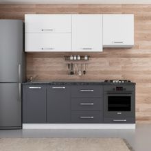 Minar Mobilya 210-A5 Beyaz Antrasit 210 cm Hazır Mutfak Dolabı
