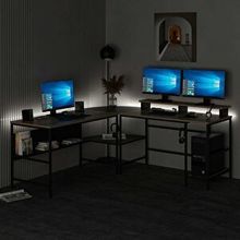Minar Mobilya Greta Rgb Led Işıklı L Köşe Dore/Siyah Çalışma Masası
