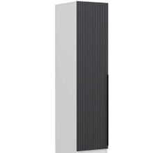 Minar Mobilya Minar Kale 1 Kapaklı Beyaz Antrasit Çizgili Mebran 190 CM Dolap