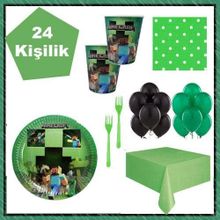 Minecraft 24 Kişilik Doğum Günü Parti Seti Malzemeleri