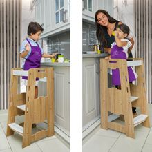 Minera Ahşap Montessori Öğrenme Kulesi / 2-6 Yaş/Naturel