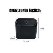 Mini Oto Çöp Kovası Abs Plastik Siyah