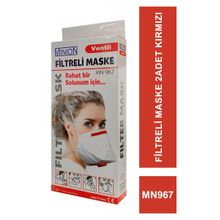 MINION Ventil MN967 FFP 2 Adet 3 Kırmızı Filtreli Maske