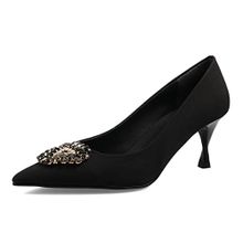 Mio Gusto Alexandra Siyah Renk Kristal Taşlı Mat Saten Kumaş Kadın Abiye Stiletto Ayakkabı