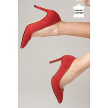 Mio Gusto Elora Kırmızı Süet Kadın Stiletto Ayakkabı