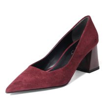Mio Gusto Fleur Bordo Süet Renk Blok Kadın Topuklu Ayakkabı