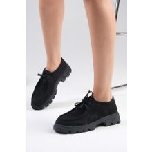 Mio Gusto Hope Siyah Renk Kalın Tabanlı Kadın Loafer Ayakkabı