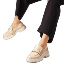 Mio Gusto Katy Ten Rengi Kalın Tabanlı Kadın Kadın Loafer Ayakkabı