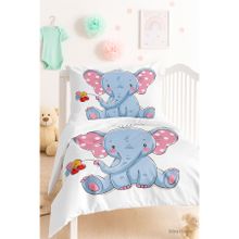 Mira Home Cute Elephant Dijital Baskılı 3D Pamuklu Yenidoğan Bebek Nevresim Takımı