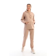 Miss Dünya Lissa Süt Kahve Hamile Ve Lohusa Kapüşonlu Sweatshirt Eşofman Takım