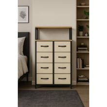 Miyuhome 2 Raflı 8 Çekmeceli Şifonyer Yatak Odası Çocuk Odası Düzenleyici Deri Çekmeceli Organizer - Krem