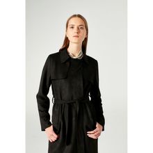 Mizalle 18KGMZL1023003 Siyah Süet Kadın Trençkot