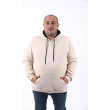 Moc Grande 11700 Bej Büyük Beden Basic Kapüşonlu Erkek Sweatshirt