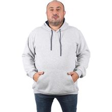 Moc Grande 11700 Gri Melanj Büyük Beden Basic Kapüşonlu Erkek Sweatshirt