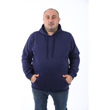 Moc Grande 11700 Lacivert Büyük Beden Basic Kapüşonlu Erkek Sweatshirt