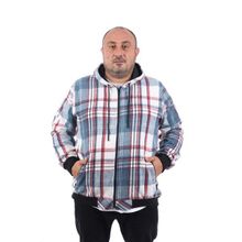 Moc Grande 22201 Mavi Büyük Beden Fermuarlı Cep Oduncu Erkek Sweatshirt