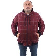 Moc Grande 22201 Mürdüm Büyük Beden Fermuarlı Cep Oduncu Erkek Sweatshirt